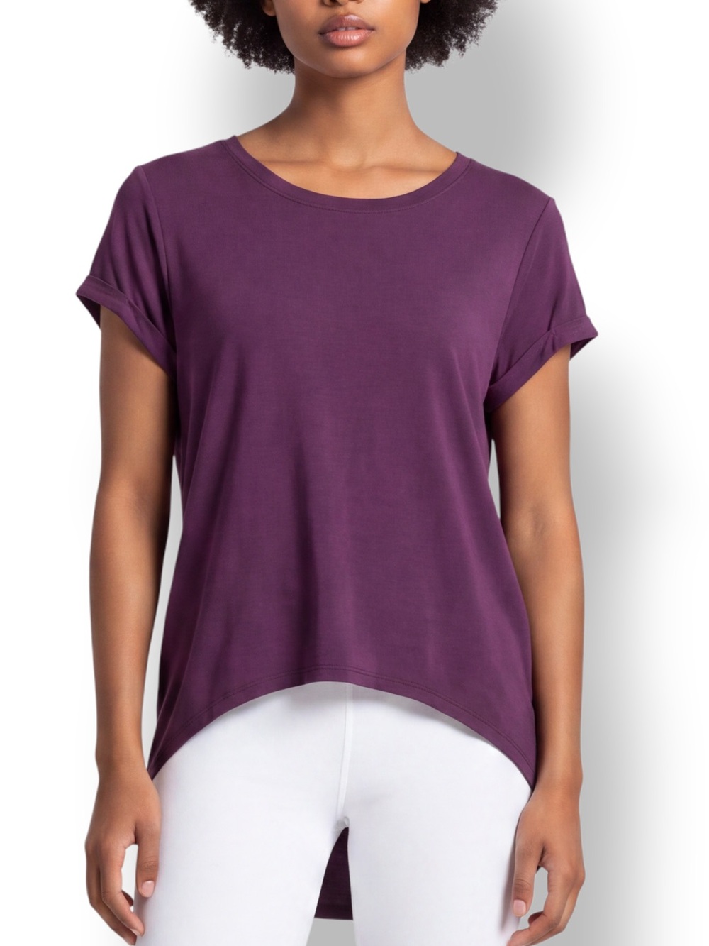 4/$20 Athleta With Ease Ribbed Tee Spiced Cabernet High Low Top XS